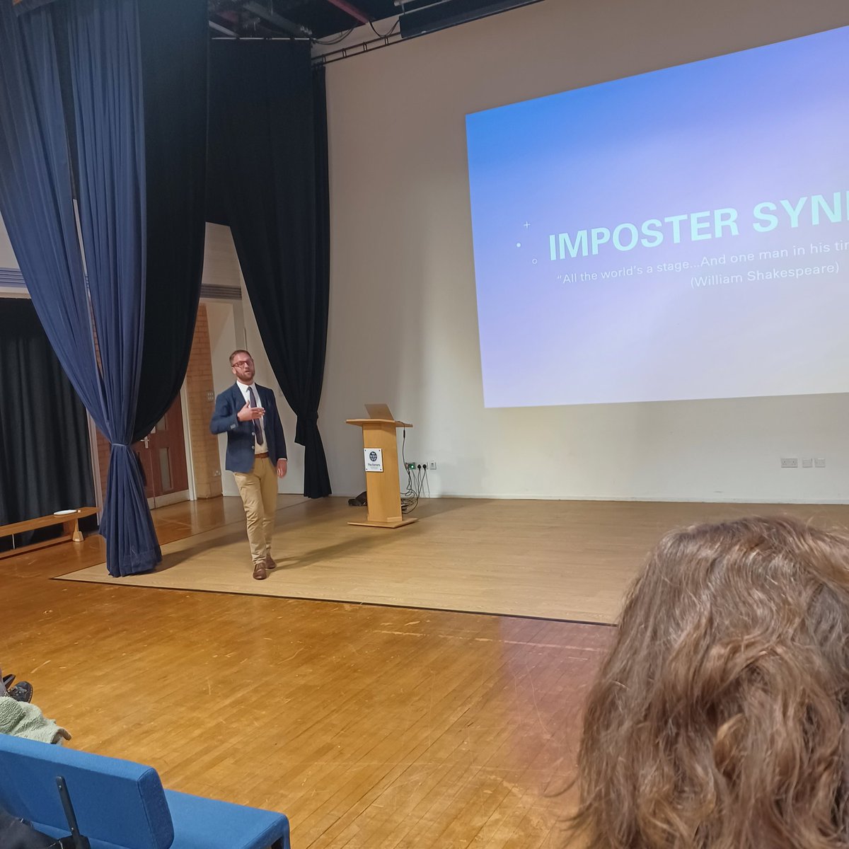 Inspiring messages from Dave at <a href="/UniNorthants/">UniofNorthampton</a> imposter syndrome is ok ✔ flip it on its head, "it's all about improving and that's ok" where is your support and your champion? Improve NOT prove. <a href="/EduNorthants/">Educating Northants</a>
