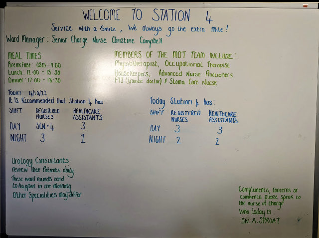 Piloting our welcome board #patient and family information