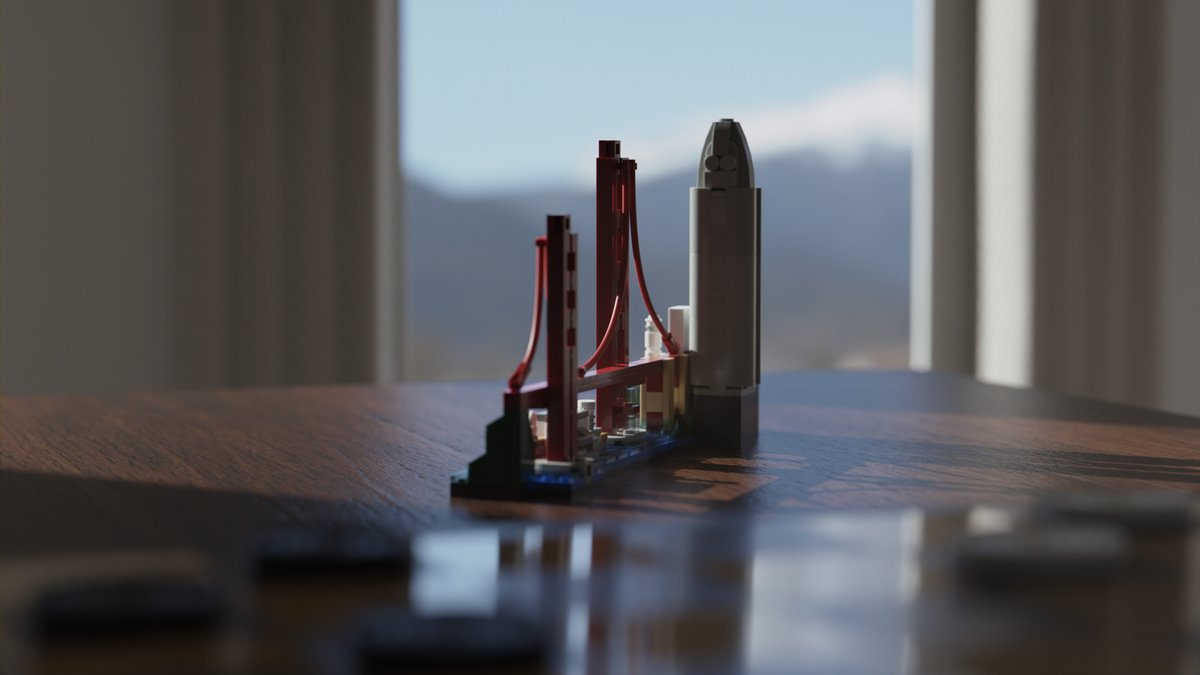 whocompute's tweet photo. Lego Architecture San Francisco built in LeoCAD, rendered in @blender #b3d, textures from @ambientCG, @unsplash, HDRI from @polyhaven, 4K at 4096 samples. More renders, alternate versions and credits are at https://t.co/4ZrzIEcuwP https://t.co/c34kiI8iYg