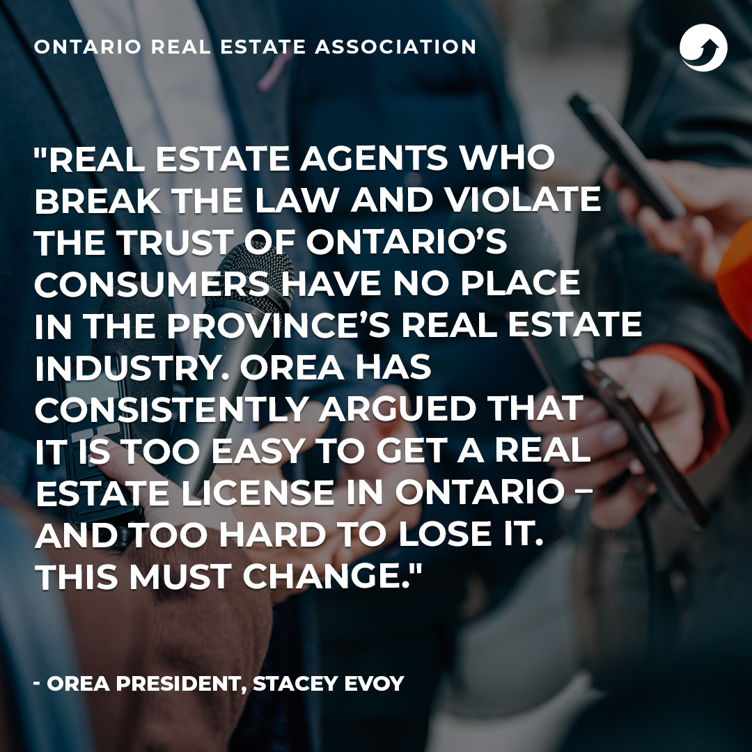 OREAinfo's tweet image. "There is no place in the real estate profession for those who break the law and violate consumer trust" says OREA President, Stacey Evoy.

See OREA’s statement on the CBC Marketplace story airing tonight: orea.com/News-and-Event…