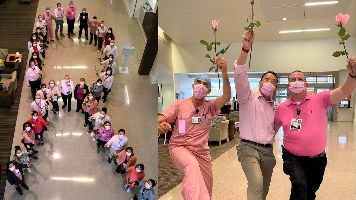 We are wearing pink to recognize #BreastCancerAwareness Month. Today, we formed a pink ribbon to honor survivors, remember those lost to the disease &amp; to support the progress being made to defeat breast cancer. We passed out🌷as a reminder to get screened for breast cancer.