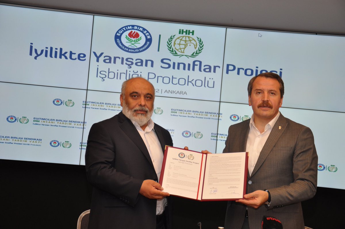 “İnsanların en hayırlısı insanlara faydalı olandır” düsturuyla yardımlaşmayı, infak duygusunu artırmak,yetimlere sahip çıkmak ve her şeye rağmen yeryüzünde umudu diri tutmak için <a href="/ihhinsaniyardim/">İHH</a> ile “İyilikte Yarışan Sınıflar” protokolümüzü yineledik. 

▪️ebs.org.tr/manset/5684/iy…