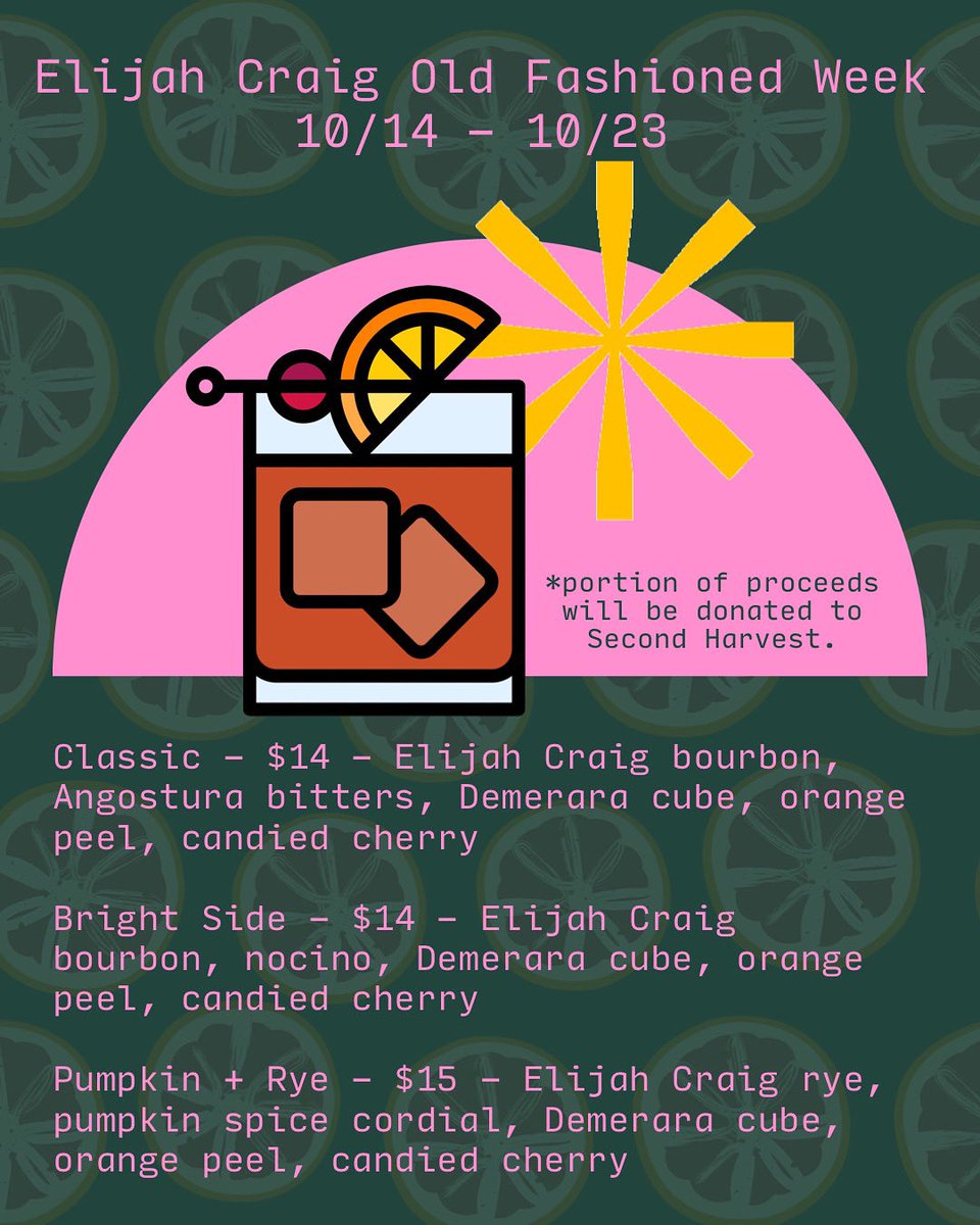 brightside_CLE's tweet photo. Old but never old-fashioned...unless we're talking drinks ;) 

#OldFashionedWeek starts at #brightsidecleveland TODAY through 10/23. Experience the classic Bourbon cocktail while raising a glass for a great cause. *A portion of proceeds will be donated to Second Harvest. https://t.co/cUeBEdEYqg