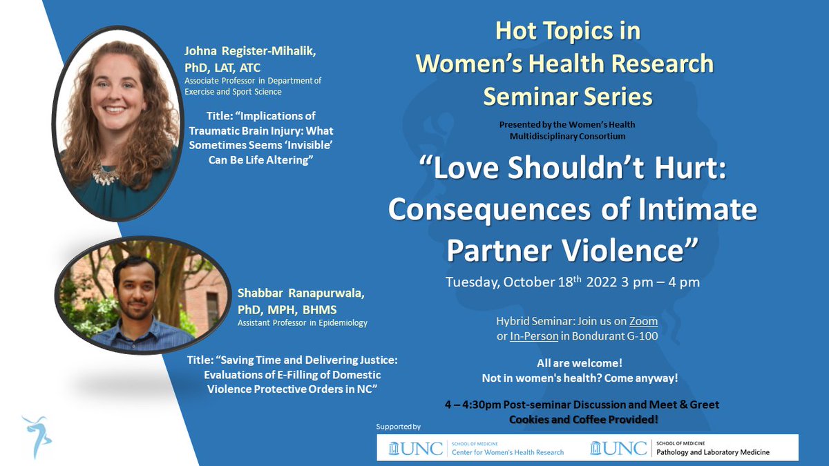 UNC_WHMC's tweet photo. Join us this Tuesday, October 18th from 3-4pm for our important hot topic seminar in honor of #DomesticViolenceAwarenessMonth. 

All are welcome! Cookies and coffee provided. 

More information at: https://t.co/lBBPPKd8gU https://t.co/BW8dc08qhf
