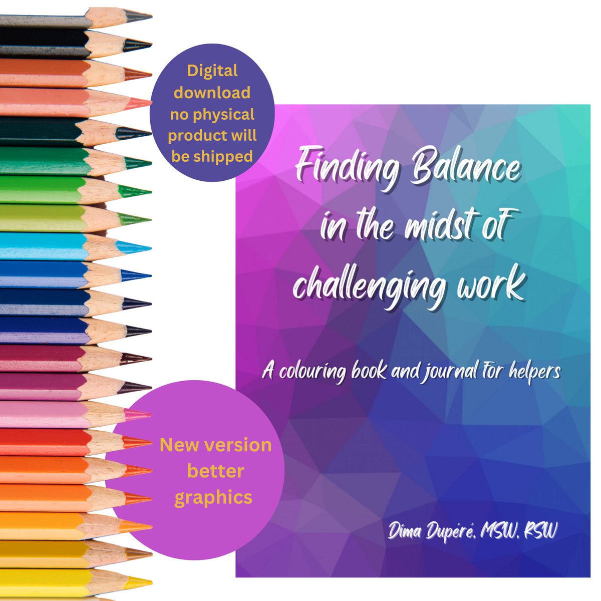 Excited to share the latest addition to my #etsy shop: Colouring book for therapist | Journal for helper 40 pages | Mental Health Journaling prompts | Digital download Finding Balance etsy.me/3MxQ6T6   #unframed #frontlineworkers #journalprompts #colouringbook