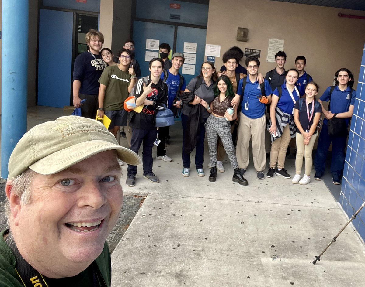 andrewkearns64's tweet photo. Almost 60 @josemartimast students stayed after school on Friday for our #GreenClub work day! Both mulch piles were exhausted and we finished early as thunder started to rumble. 😃🌿⛈️ #mast2223 @MDCPSNorth @FairchildGarden @fl_native_plant @DadeFNPS @flawildflowers @OrchidSTEMLab https://t.co/JTcVVRrmGt