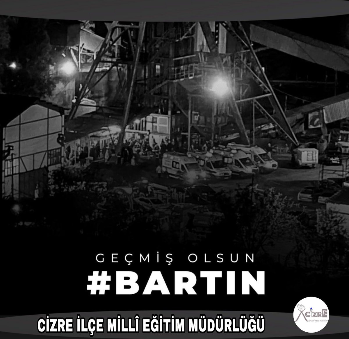 CizreMem's tweet photo. Bartın'da maden ocağında meydana gelen patlamada hayatını kaybeden işçilere Allah'tan rahmet, yaralılarımıza acil şifalar,  yakınlarına ve milletimize başsağlığı diliyoruz. 
#bartin https://t.co/8BQt4GQqWN
