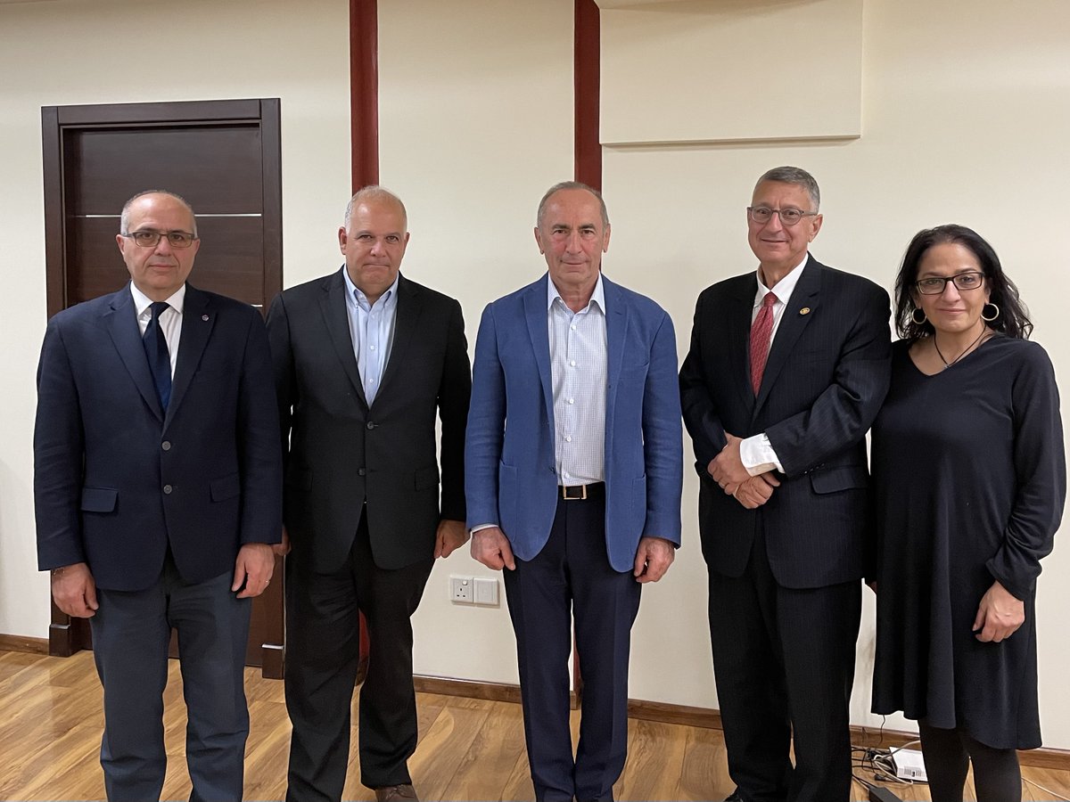 Armenian Assembly of America Co-Chairs Anthony Barsamian, and Van Krikorian, along with Armenian Assembly Board Member Herman Purutyan & Regional Director Arpi Vartanian, met with Former President of the Republic of Armenia, @RobertKocharyan during their working trip to Armenia.