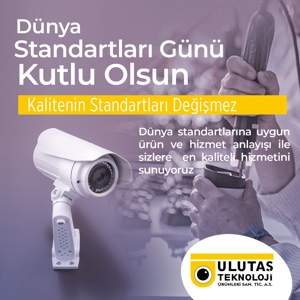 #UlutaşTeknoloji dünya standartlarına uygun ürün ve hizmet anlayışı ile sizlere en kaliteli hizmeti sunuyor. 👍🏻

#DünyaStandartlarıGünü kutlu olsun!

#isaffuarı #isaf2022 #imexfuarı #imex2022 #fuar #exhibition #güvenlik #security #istanbulfuarmerkezi #ifm #newocam #wulltech