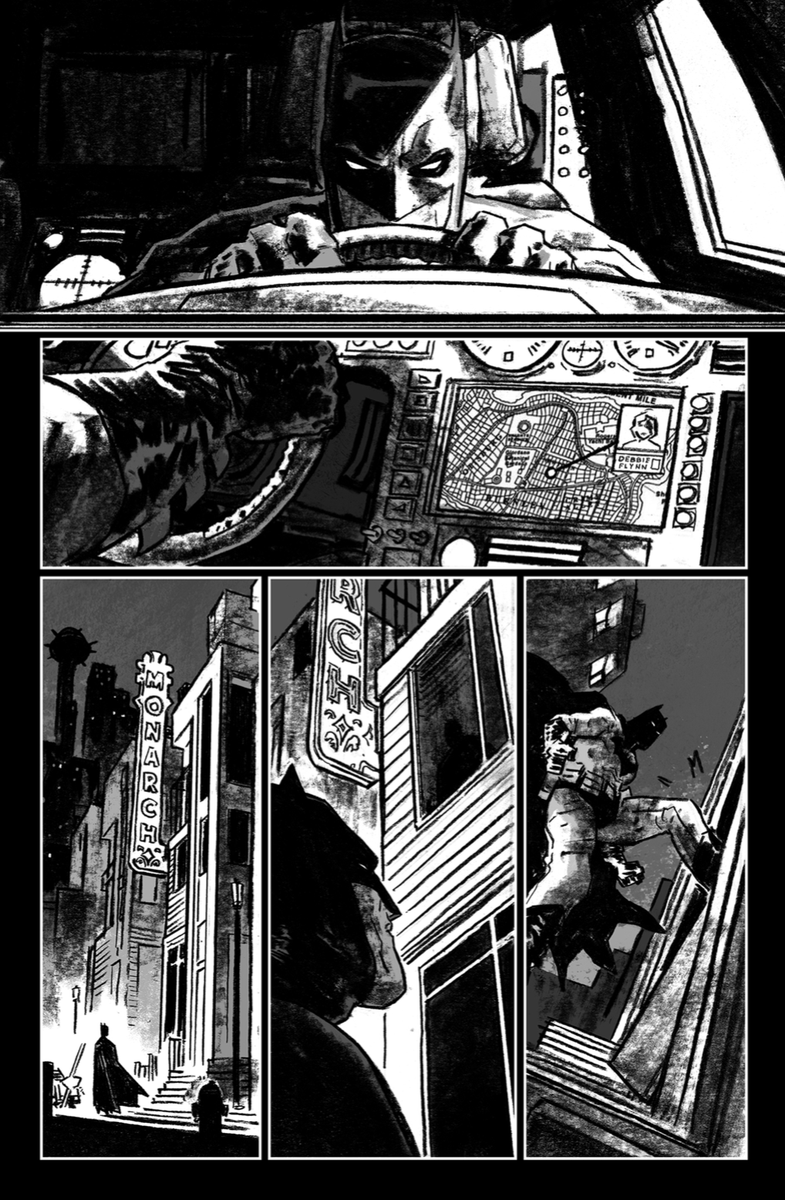 A page from last month's BATMAN: URBAN LEGENDS #19
Made with Charcoal! (and a lil' digital clean-up after the fact) I'd been wanting to make a comic in this medium for ages, and Batman was the perfect fit 🦇