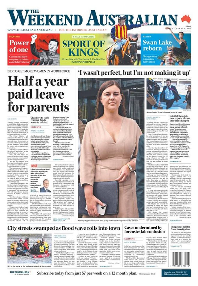 🇦🇺 Half A Year Paid Leave For Parents ▫Bid to get more women in the workforce ▫@SarsIson 🇦🇺 @australian #frontpagestoday #Australia 📰