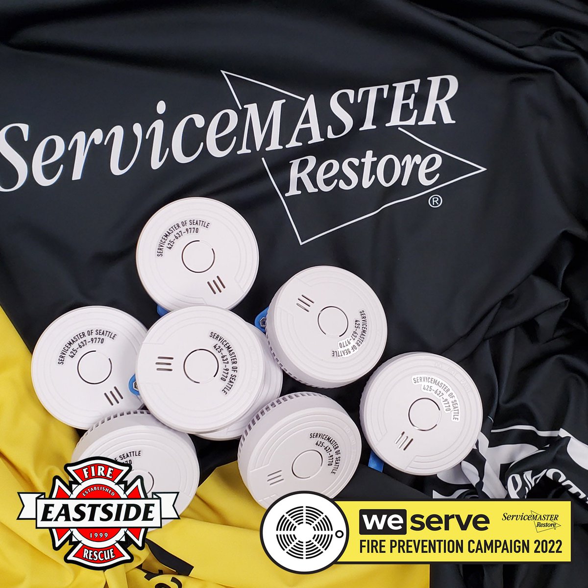 SM_of_Seattle's tweet photo. October is National Fire Prevention Month. ServiceMaster by SRS and Snohomish County Fire District 4 and are teaming up to make Snohomish residents safer. Together, we will distribute and install 100 smoke alarms in at-risk Snohomish County homes free of charge. More details t https://t.co/AVdD54YtQu