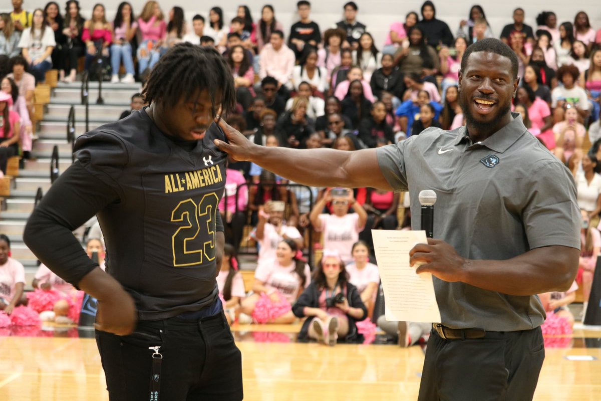DJ Hicks @DJ2g23 was given his Under Armour All-American game jersey today and the Paetow football team also received their Chevy spotlight team of the week award at a pep rally at the Paetow gym.