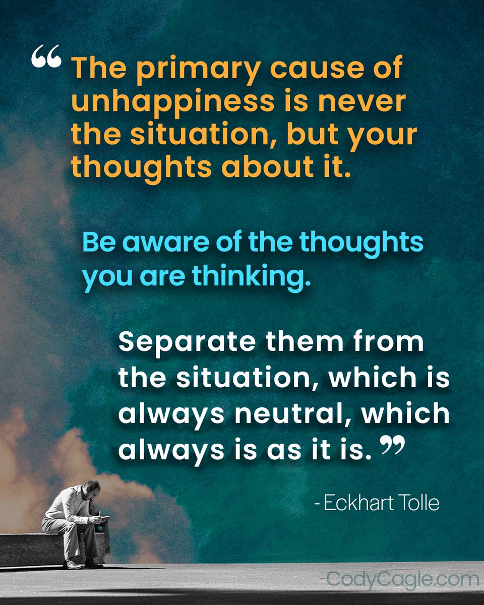 CloseWithCody's tweet image. Weekend Motivation.
#eckhartolle #mindyourthoughts #truehappines