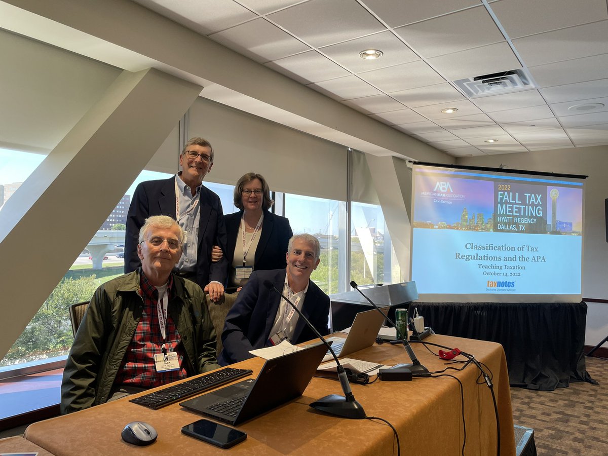 ChristineYR_Kim's tweet photo. Happening now @ABATAXSECTION #TaxFall22 meeting: *Classification of Tax Regulations and the APA* presented by Teaching Taxation committee with super star panelists @book_leslie @Villanova_Law, @khickmanjd @UofMNLawSchool, Gil Rothenberg @AUWCL & Jack Townsend
#TaxTwitter https://t.co/LfBBhcU5nd