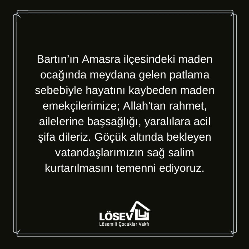 losev1998's tweet photo. #Bartın’ın Amasra ilçesindeki maden ocağında meydana gelen patlama sebebiyle hayatını kaybeden maden emekçilerimize; Allah'tan rahmet, ailelerine başsağlığı, yaralılara acil şifa dileriz. Göçük altında bekleyen vatandaşlarımızın sağ salim kurtarılmasını temenni ediyoruz. https://t.co/I9hJi3OSbp