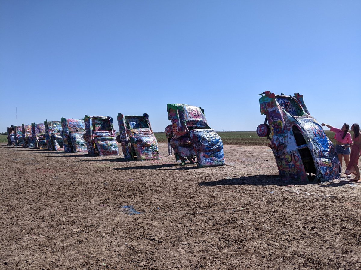 VBArtPlace's tweet photo. Another mark, this one in the form of a tag at Cadillac Ranch off Route 66. This art brought to you by the can of spray paint my Uncle Charlie gave me &amp; all the half full bottles people leave in the trash cans nearby lol
#TravellingArtist #CarLiving #CarCamping #VanLife https://t.co/6sZGNUBKmH