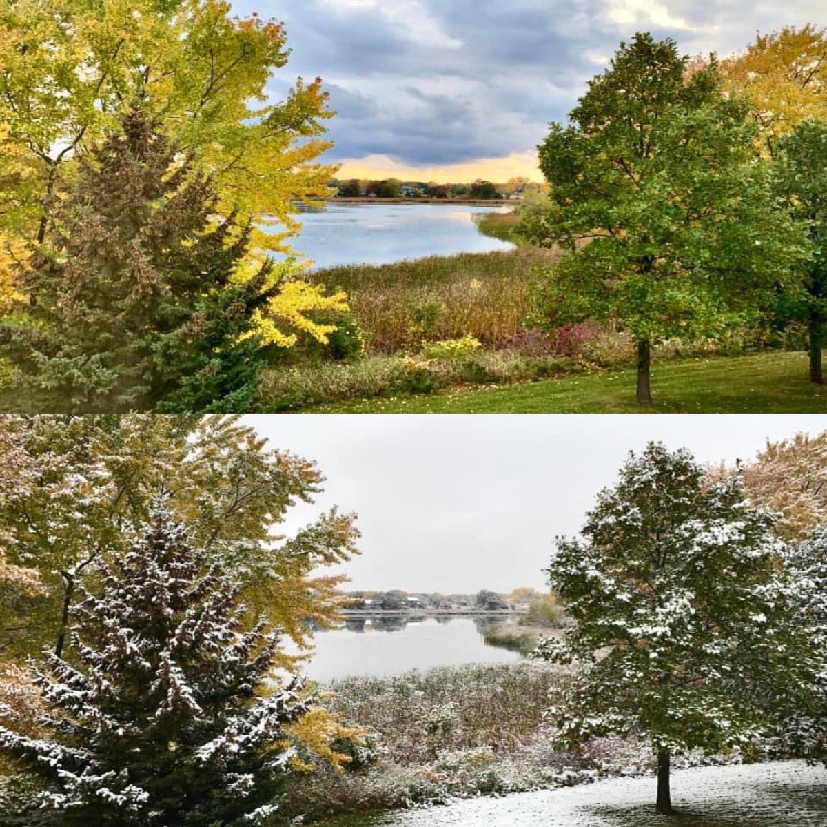 CandiceHague's tweet photo. Friendly reminder that it was 80°F two days ago…
It’s now 37°F…for the daily high…in October
Welcome to the upper Midwest!
#weatheriscool #firstsnow https://t.co/4hQE4F4xLA