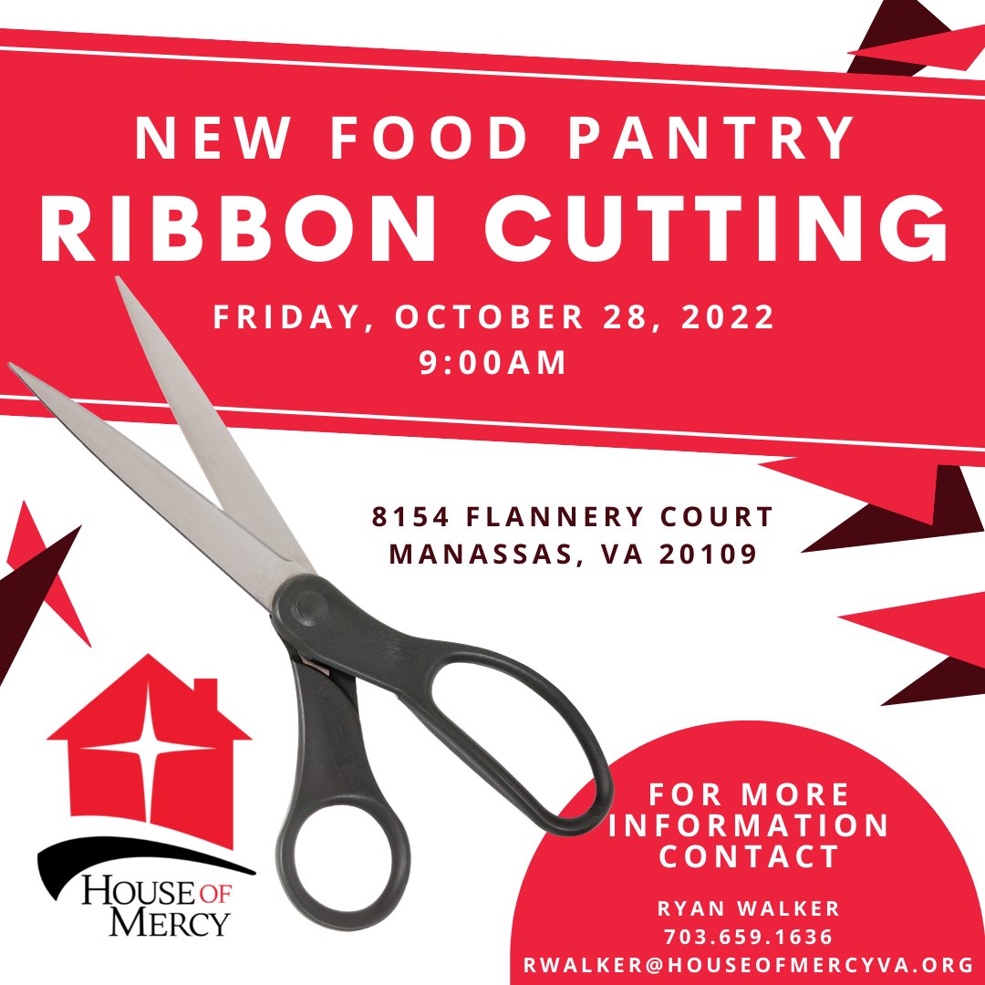MARK YOUR CALENDARS! House of Mercy Food Pantry Ribbon Cutting! - Friday, October 28!  mailchi.mp/houseofmercyva…