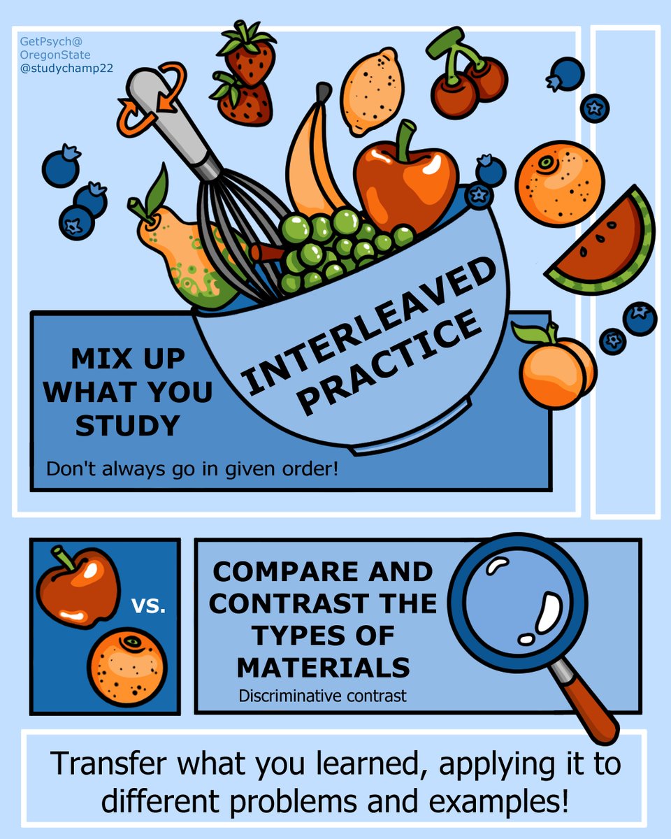 With midterms approaching a great study tip for students. Mix up what you are studying. Each session can be different classes and topics. BETTER for your brain. <a href="/paigeh_art/">Paige</a> <a href="/PsychScienceOSU/">OSU Psych Science</a> <a href="/PsychedOutOSU/">Psyched Out OSU</a> <a href="/PsiChiHonor/">Psi Chi</a> <a href="/OsuPsichi/">Oregon State University Psi Chi</a> #studychamp #teach #learn

Have a great weekend.