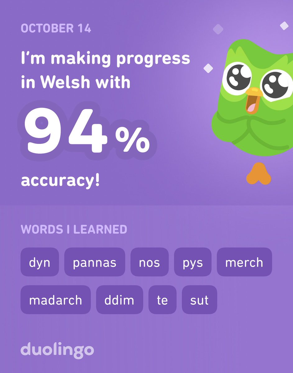micahBen's tweet photo. I’m learning Welsh on Duolingo! It’s free, fun, and effective.  #welshboy https://t.co/S7MUwpJNOO