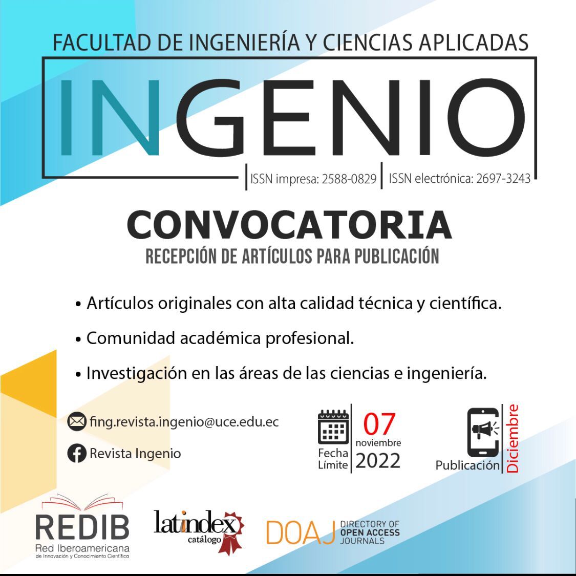 #Convocatoria 
Presentación de artículos 📚