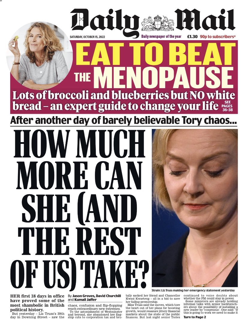 “Her first 38 days in office have proved some of the most shambolic in British political history”. What reads like a political obituary from the Daily Mail.