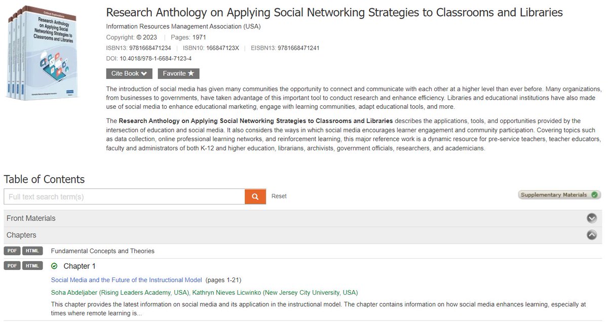 The chapter I co-authored on social media got re-printed in a new textbook anthology! The anthology focuses on the use of social media in education. In my part of our authored chapter, I wrote about the pros and cons of social media apps for teacher professional development