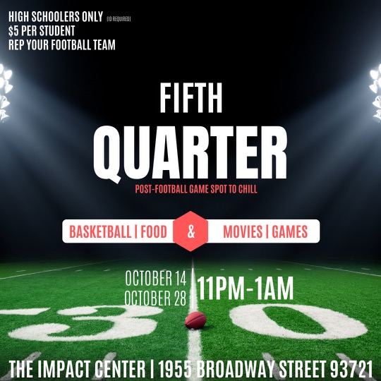 jerviscole's tweet photo. Looking for something to do tonight after high-school football games? Come to the Impact Center for food, movies, games, and some hoops. High School Students ONLY!!!
#ImpactAthletics #ImpactCenter #5thQuarter https://t.co/UH3JVi3R8Y