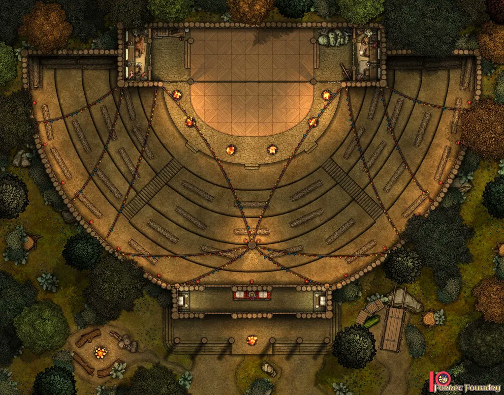 🎭 The Amphitheater 🎭 [37x29]

This free #battlemap is a sample from my Enhanced Map Pack for "The Final Curtain"¸ part of the #Ravenloft Misthunters campaign.

Click here for a free download: buff.ly/3MvkHko

#dnd #dnd5e #dungeonsanddragons #pf2e #pathfinder