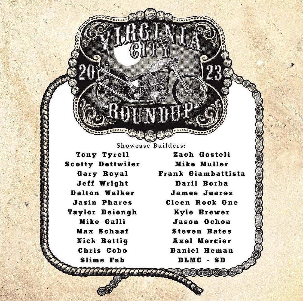 LowbrowCustoms's tweet photo. Check out the list of invited builders for 2023's @virginia_city_round_up. Our friends over at @choppersmagazine know how to have a good time. Be sure to mark your calendars the moment they announce the dates! It's gonna be a good one! #choppersmagazine #virginiacityroundup https://t.co/o9BhTucOrW