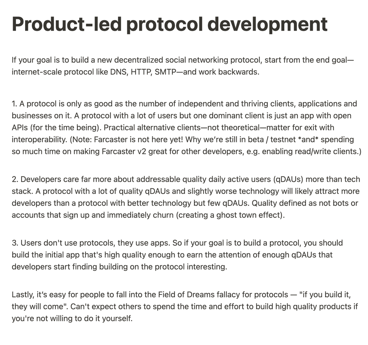 Product-led protocol development