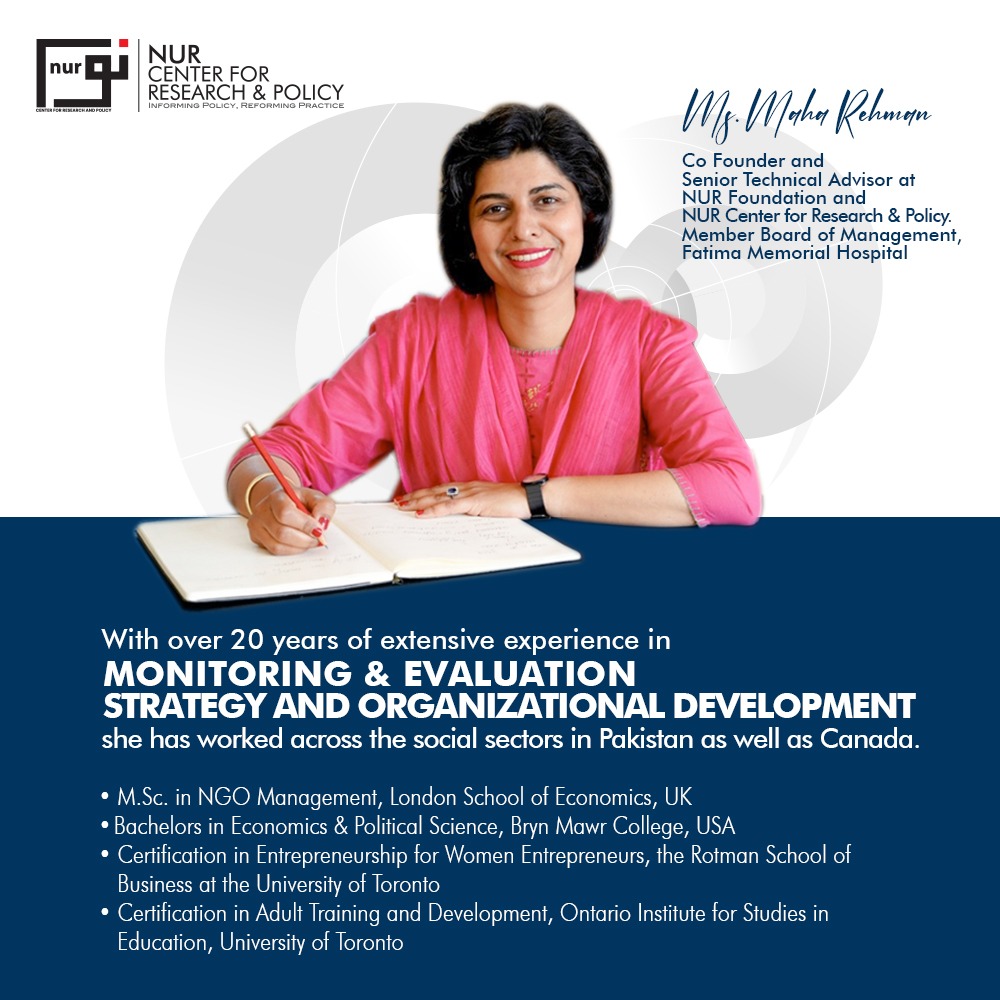 ncrpNF's tweet photo. Our Co-Founder and Senior Technical Advisor, Maha Rehman provides leadership to NUR Foundation based on over 20 years of International and National experience.

#NCRP #FMS #NurCenterforResearchandpolicy  #ResearchPolicy #Leadership #NurFoundation #MahaRehman https://t.co/ybjKWkU3PO