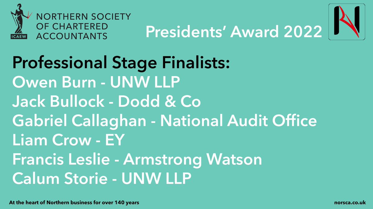 ICAEW_NorSCA's tweet photo. Congratulations to all shortlisted finalists at the Professional Stage for @ICAEW_NorSCA Presidents’ Awards

#ICAEW #ICAEWintheNorth #NorSCAdinner https://t.co/nbF4JndKXI