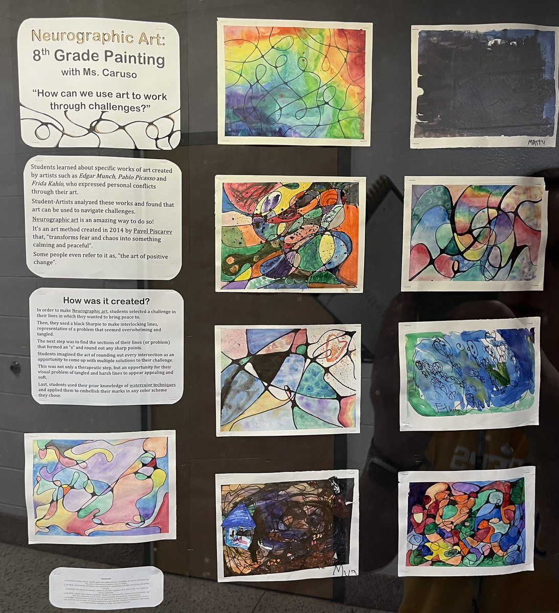 MrsKatieMinto's tweet photo. Here’s some of the 8th grade artists at #Kreps who used art to work through problems. Great job! @mrs_sfelicetta @MsDaSilvaAP @rodpdj https://t.co/eN7Zv5rJV9