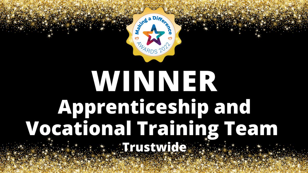 And the winner is...

🌟𝐀𝐏𝐏𝐑𝐄𝐍𝐓𝐈𝐂𝐄𝐒𝐇𝐈𝐏 &amp; 𝐕𝐎𝐂𝐀𝐓𝐈𝐎𝐍𝐀𝐋 𝐓𝐑𝐀𝐈𝐍𝐈𝐍𝐆 𝐓𝐄𝐀𝐌🌟

Well done team! 🥳

#UHDBMakingADifferenceAwards2022
