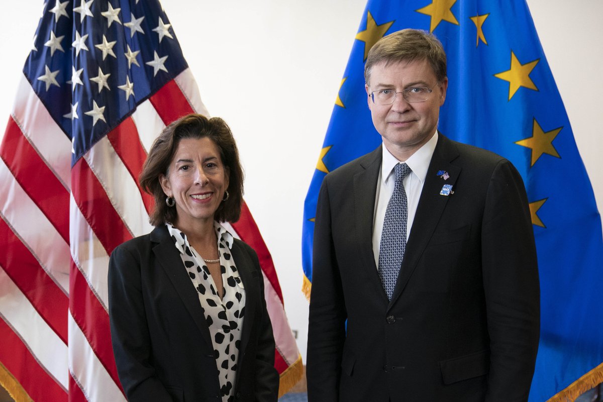 Today, I met with @EU_Commission Executive VP @VDombrovskis to discuss U.S.-EU cooperation and concrete deliverables for the next U.S.-EU #TTC Ministerial meeting. commerce.gov/news/press-rel…