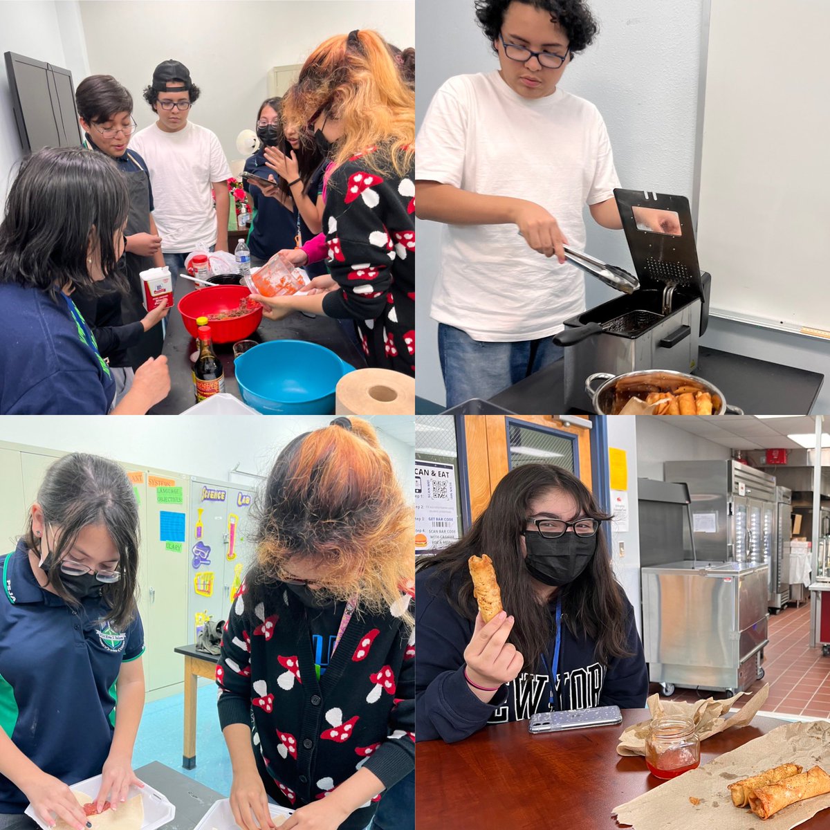 PSJA_Ballew's tweet photo. What do biomolecules taste like? In J. Demerre’s class, the carbohydrates, lipids, and proteins present in Lumpiang Shaianghi and Pancit Bihon are delicious! #FoodScience #HandsOnLearning #ScrumptiousScience https://t.co/fQAI1KOfo8