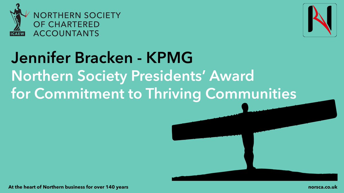 ICAEW_NorSCA's tweet photo. Congratulations to Jennifer Bracken @kpmguk winner of @ICAEW_NorSCA Presidents’ Award for Commitment to Thriving Communities
#ICAEW #ICAEWintheNorth #NorSCAdinner https://t.co/IeXj1JHXxa