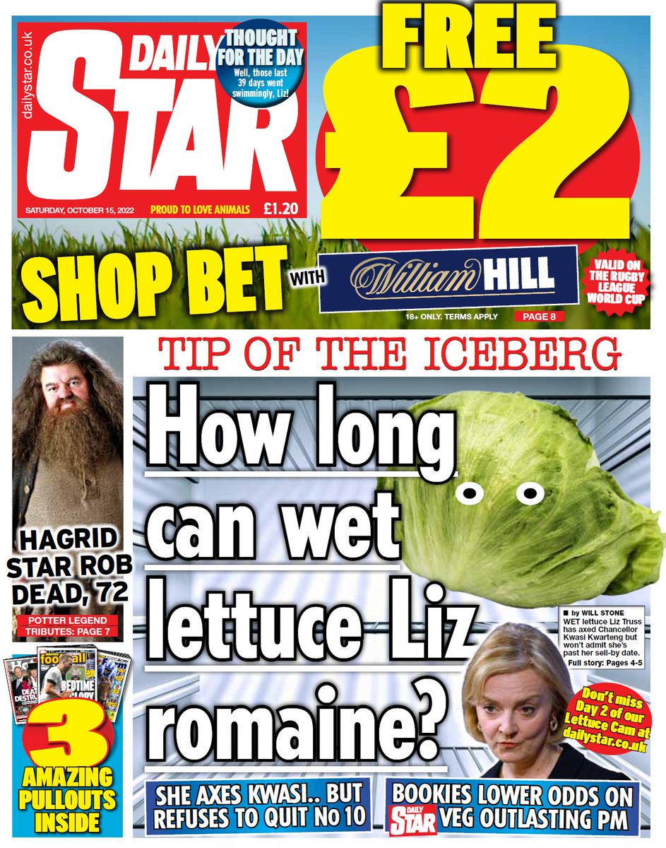 Saturday's Star: 'How long can wet lettuce Liz romaine?' #BBCPapers #TomorrowsPapersToday bbc.in/BBCPapers
