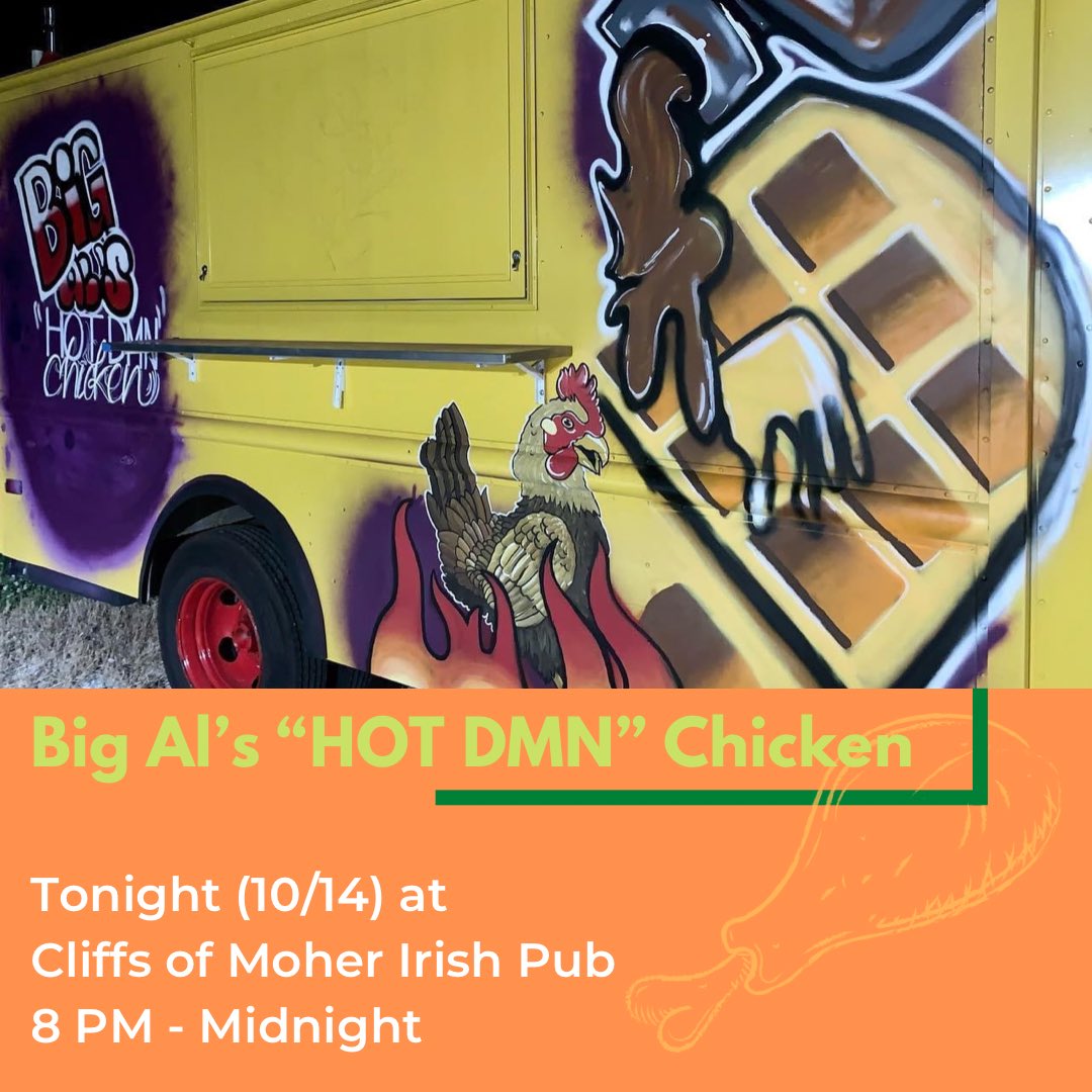<a href="/BigAlsHOTDAMN/">Big Al’s “HOT DAMN” Chicken</a> will be out back tonight, come by to get a drink and some chicken scratches!