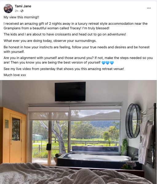 theluckylance's tweet photo. To the victor belong the spoils! Tami Jane, content after last w/e's failed Freedom Party of Victoria sponsored Mission2Melbourne.
Is taking a well deserved #grifted time away - It's hard work arranging  #notaprotest. It pay's to be an influencer leader.

#GriftersGonnaGrift https://t.co/3v1yLryfeL