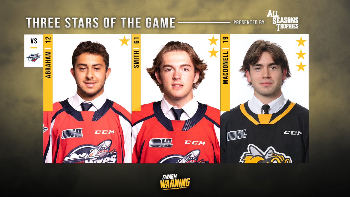 Your 3 ⭐️'s of the game presented by <a href="/AST_Sarnia/">All Seasons Trophies</a> 

#SwarmWarning🐝