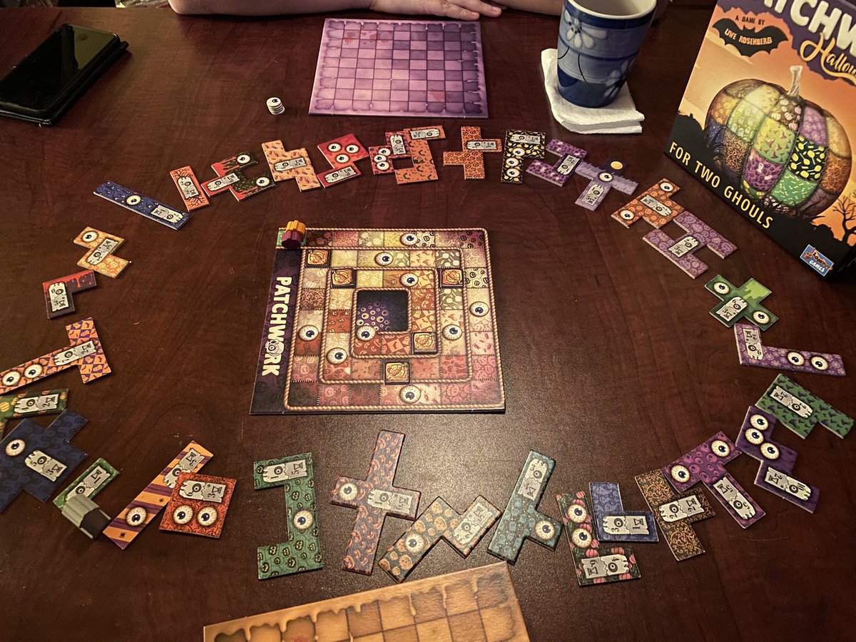 wots_qc's tweet photo. The crew had a lovely spooky evening play patchwork Halloween Edition!
#boardgame #boardgamegeek #tabletopgames #tabletop #gamenight #gaming #boardgaming #boardgameaddict #bgg #playmoregames #bbgcommunity #boardgamegirl #greatgames https://t.co/37uoF7DqCb