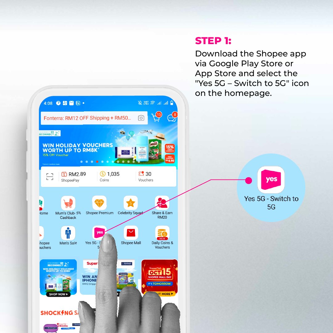 Yes_Telco's tweet photo. Great news! We have partnered with Shopee to launch a special promotion that lets you enjoy a FREE Yes Infinite Discover Postpaid plan for the first month. 

Here is a step-by-step guide on how you can get it! ​T&amp;Cs apply.
#Yes5G #Yes5GForAll #YesInfinite #YesInfinitePlus https://t.co/p5PwnjmB8E