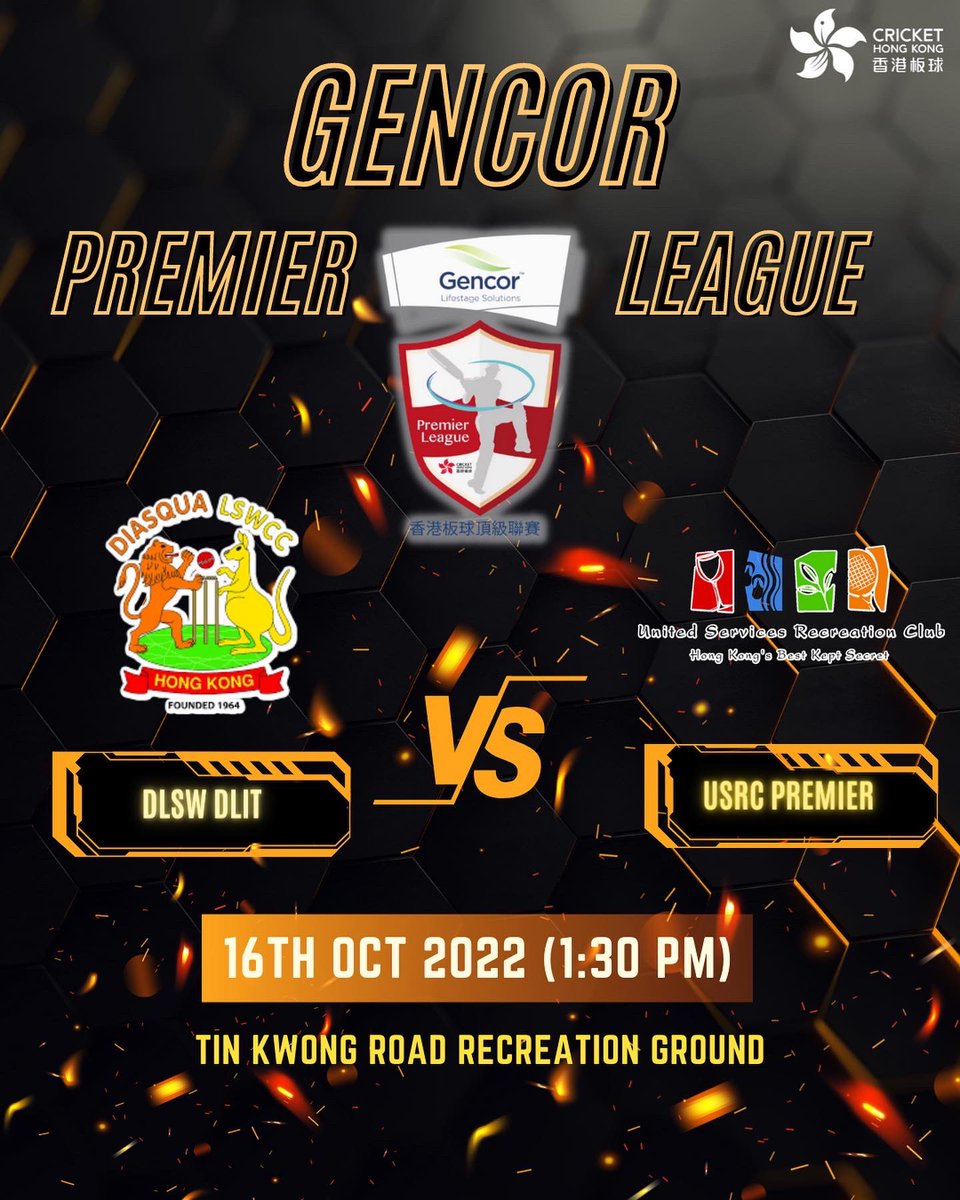 CricketHK's tweet photo. | Gencor Premier League Next Matches |
🏏 DLSW DLIT Premier 🆚 USRC Premier
Facebook: https://t.co/JQQJZ2ABSE
Youtube: https://t.co/RGCdbh4Trj
🏏 HKCC Premier 🆚 KCC Premier
Facebook: https://t.co/j7bibqv3r1
Youtube: https://t.co/VdtBYAnWVP
#Gencor #PremierLeague https://t.co/IkyiKUIG7T