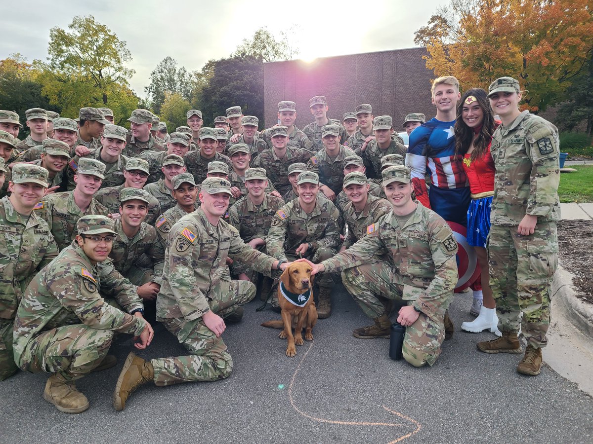 MSUZeke's tweet photo. I have never felt safer!
Thank you All! 🫡
Especially you #CaptianAmerica and #WonderWoman! @MSUArmyRotc #MSUHomecoming #SpartansWill #HomecomingMSU #EastLansing https://t.co/5CBJrwcdac