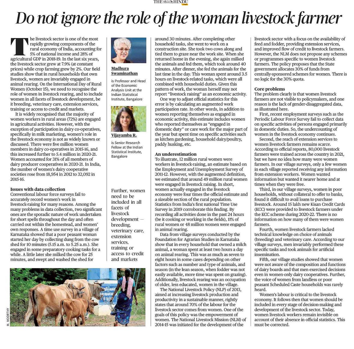 Women’s labour is critical to the livestock economy. An estimated 49 million women are involved in livestock raising in India. Their invisibility in official statistics must end & they must have a say in decision-making & development of the sector. thehindu.com/opinion/lead/d…