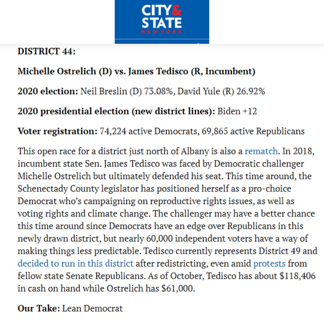 michelle4nys's tweet image. City &amp;amp; State thinks we’re going to beat Jim Tedisco — and so do we!