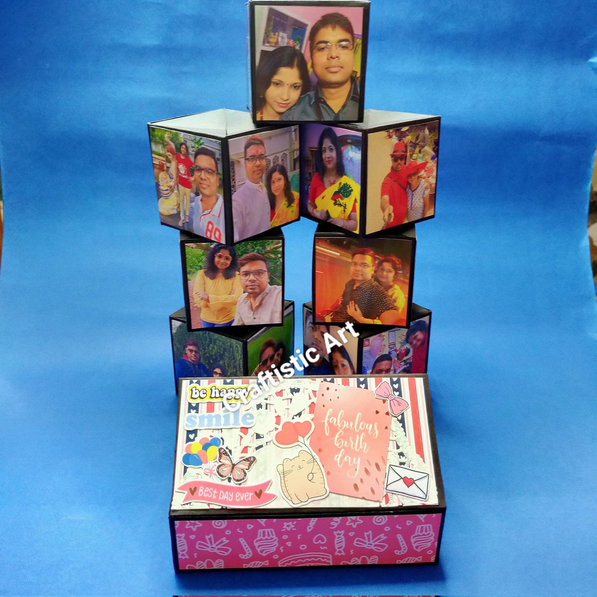craftisticart's tweet image. Best Birthday Gift For Husband. Holds 60 photo's includes Mini Scrapbook, Pop up cube in a box, Chocolate, Match Box, Message frills, Envelope Card, light. Box size- 8"×8". Customization available. Order before 30 days. Video Link: youtu.be/RvN9CZXlfmI#Cr… #mdfbox #hamperbox #gift